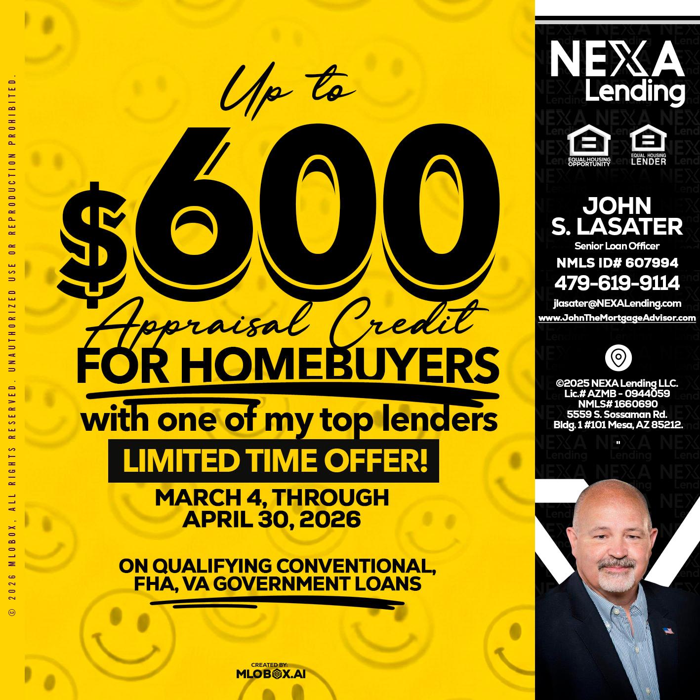 UP TO 600 - John Lasater -Senior Loan Officer