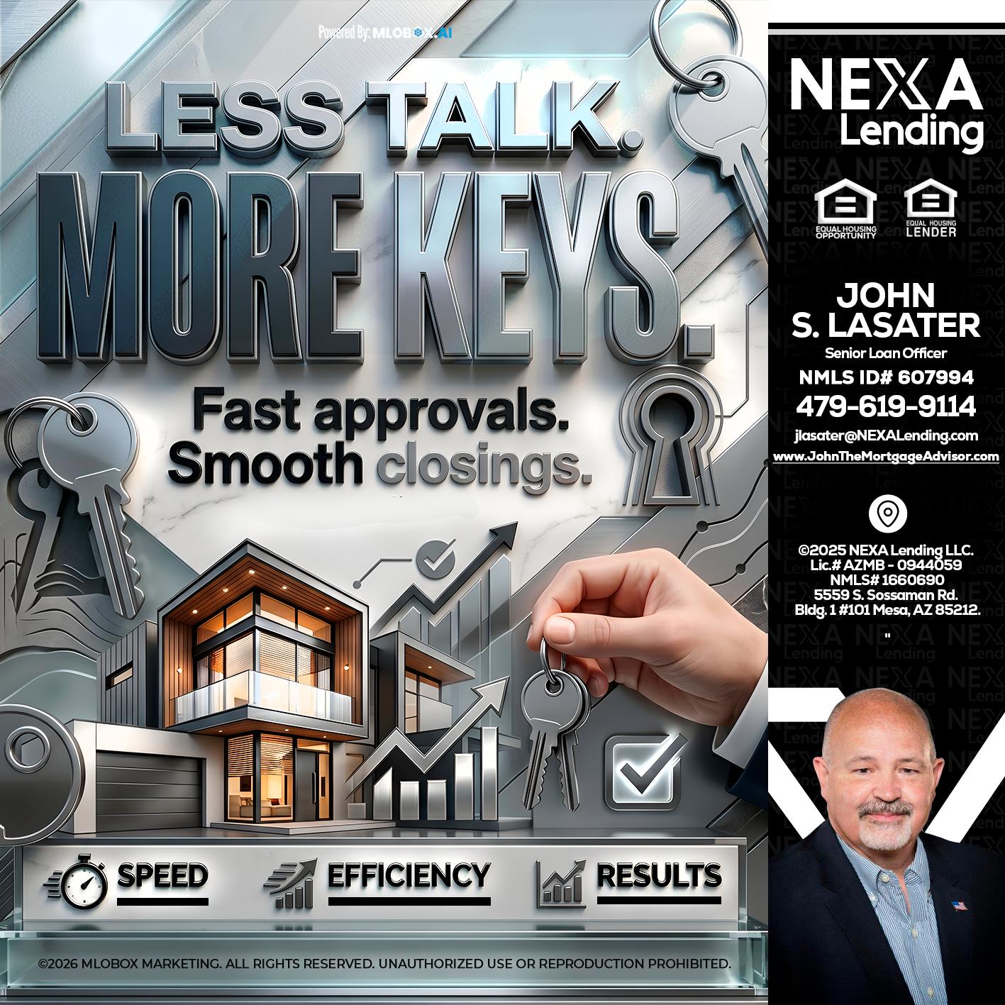LESS TALK, MORE KEYS! - John Lasater -Senior Loan Officer