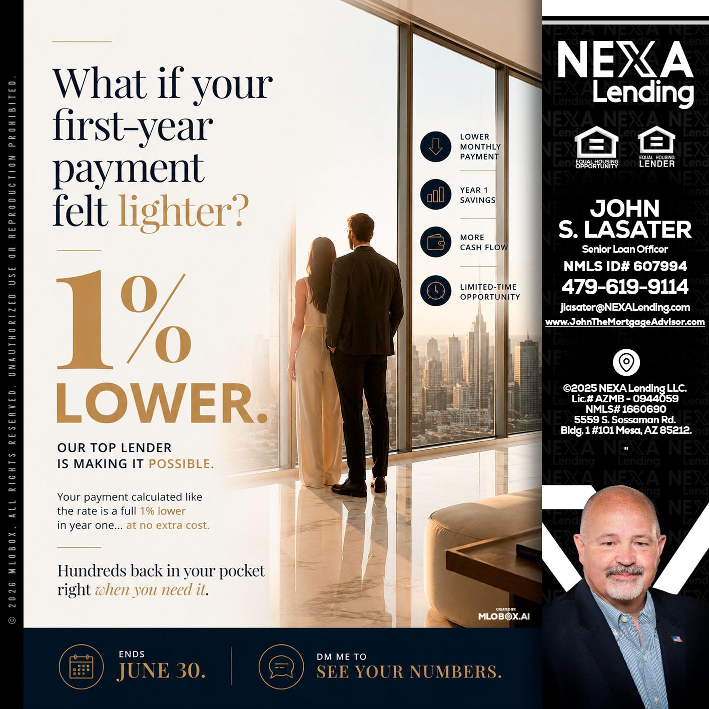 1% lower - John Lasater -Senior Loan Officer