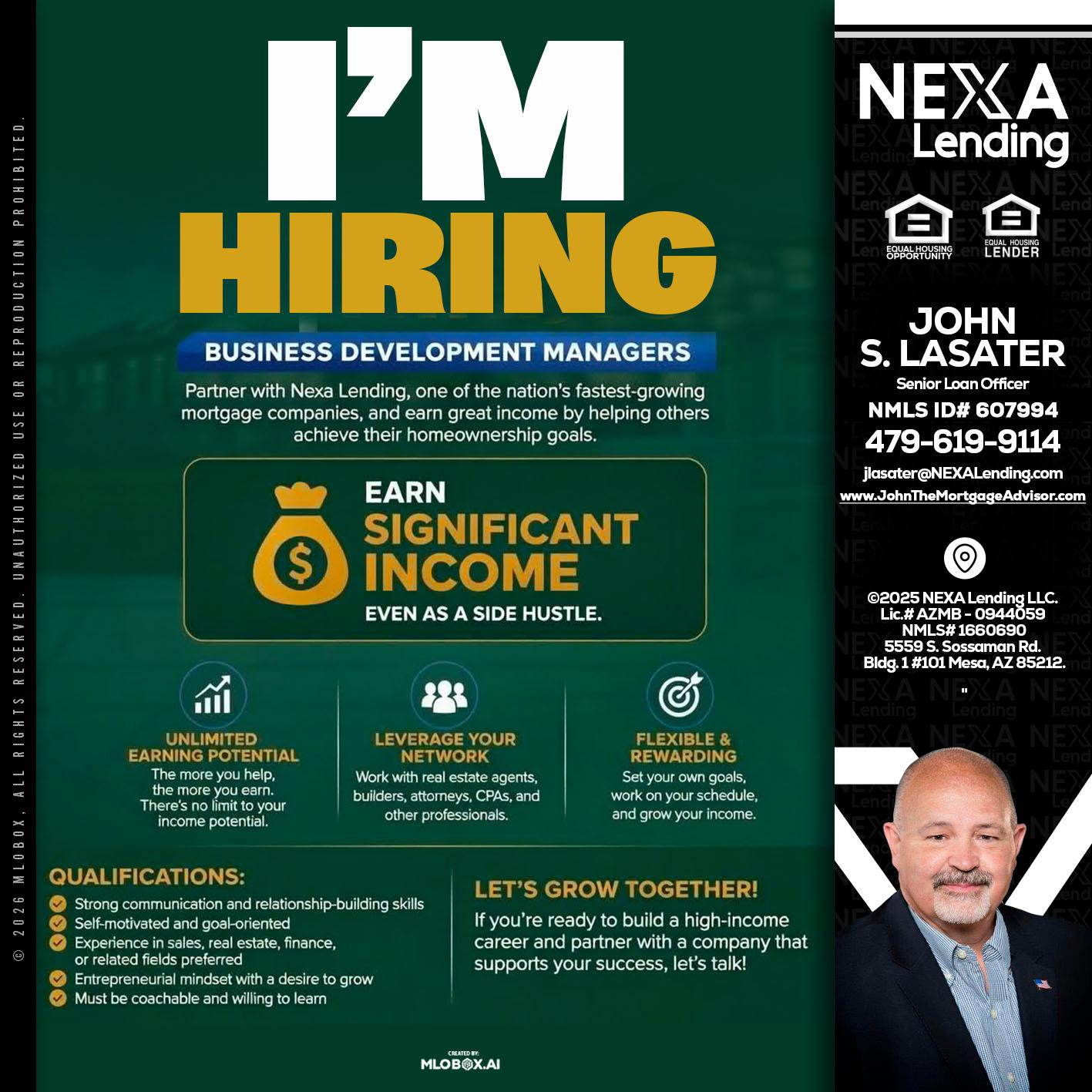 IM HIRING - John Lasater -Senior Loan Officer