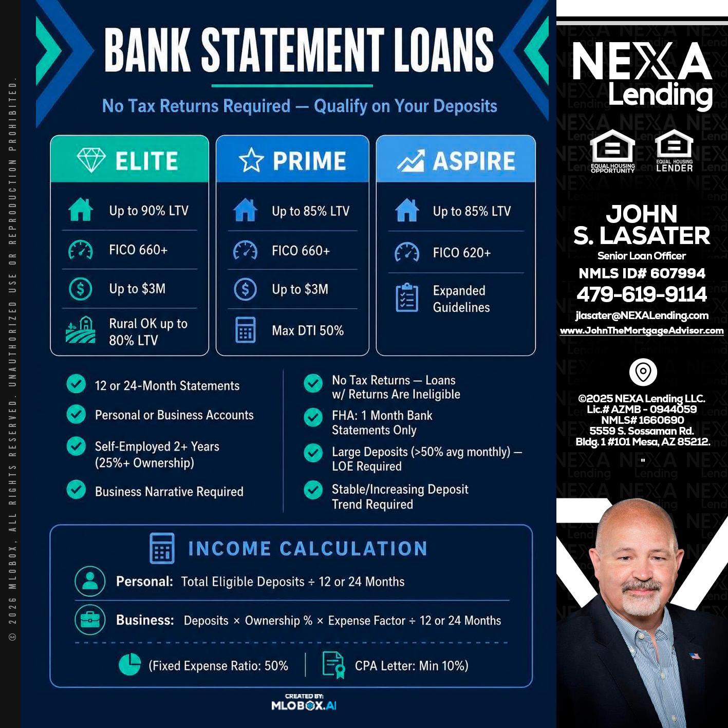 BANK STATEMENT - John Lasater -Senior Loan Officer