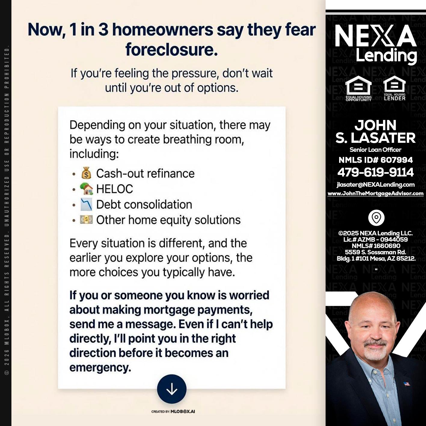 NOW, 1 IN 3 - John Lasater -Senior Loan Officer