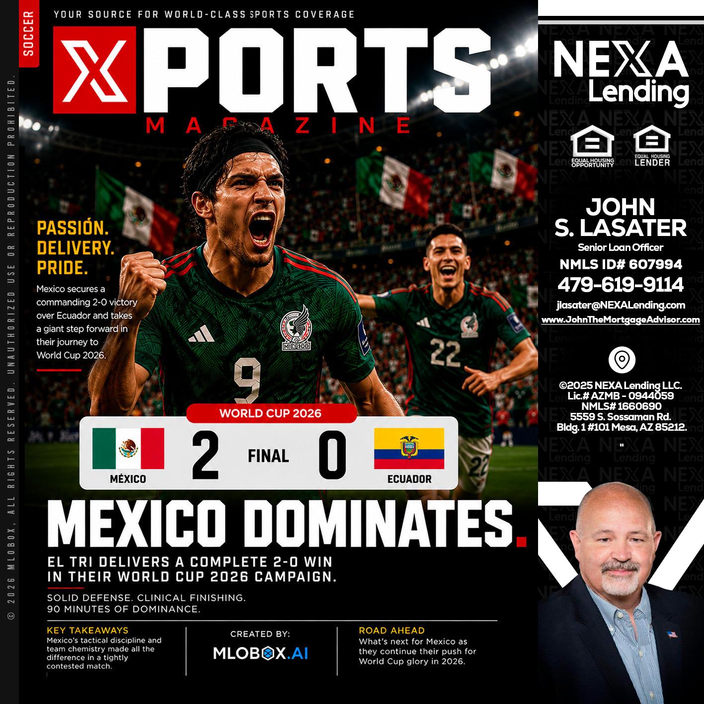 XPORTS MEX 2-0 ECUADOR - John Lasater -Senior Loan Officer